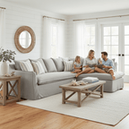 Marsala Slip Cover Sofa with Reversible Chaise - Grey