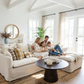 Marsala Slip Cover Sofa with Reversible Chaise  - Salt & Pepper
