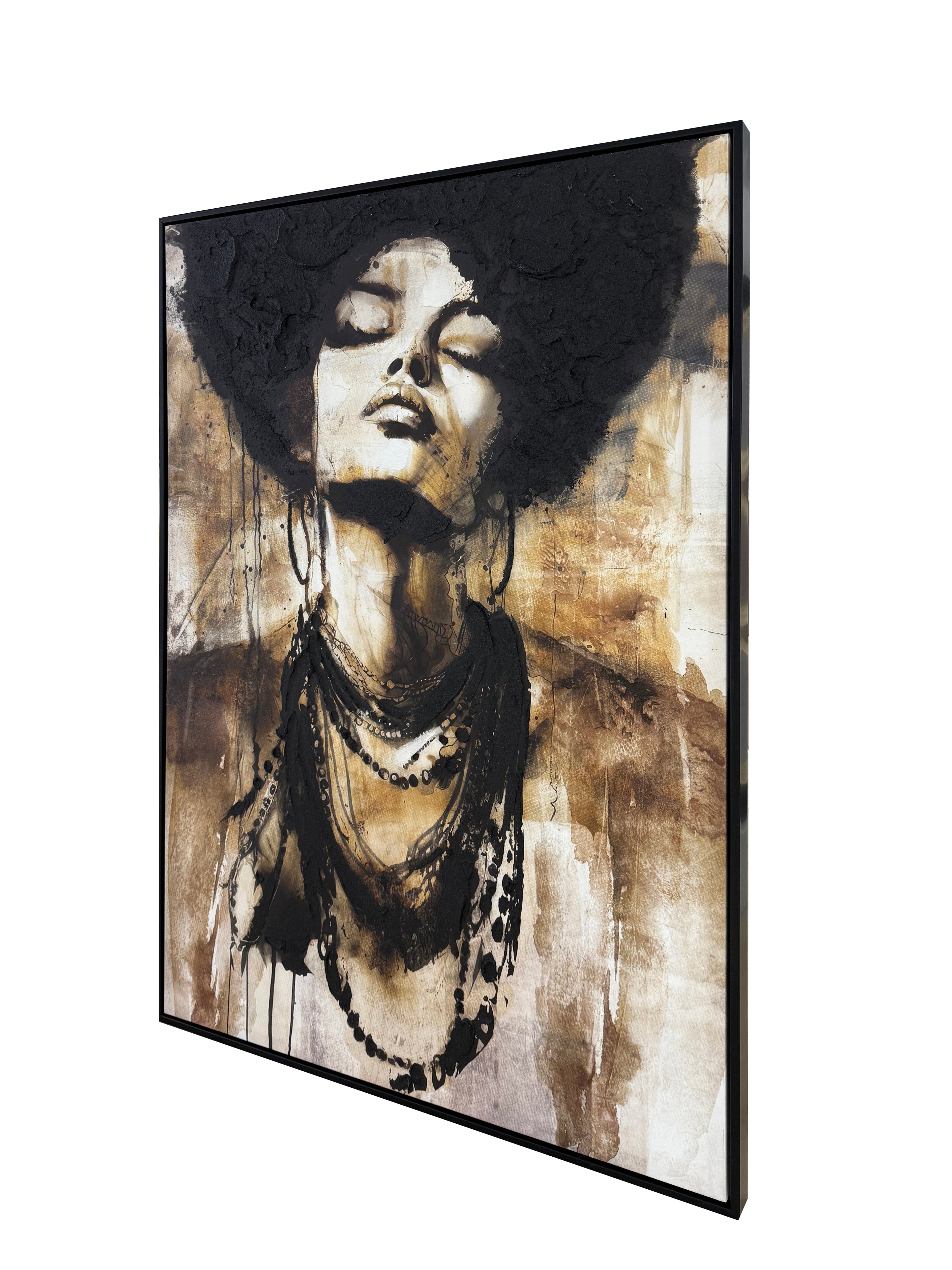 Me Being Afro Hand Painted Framed Canvas Wall Art
