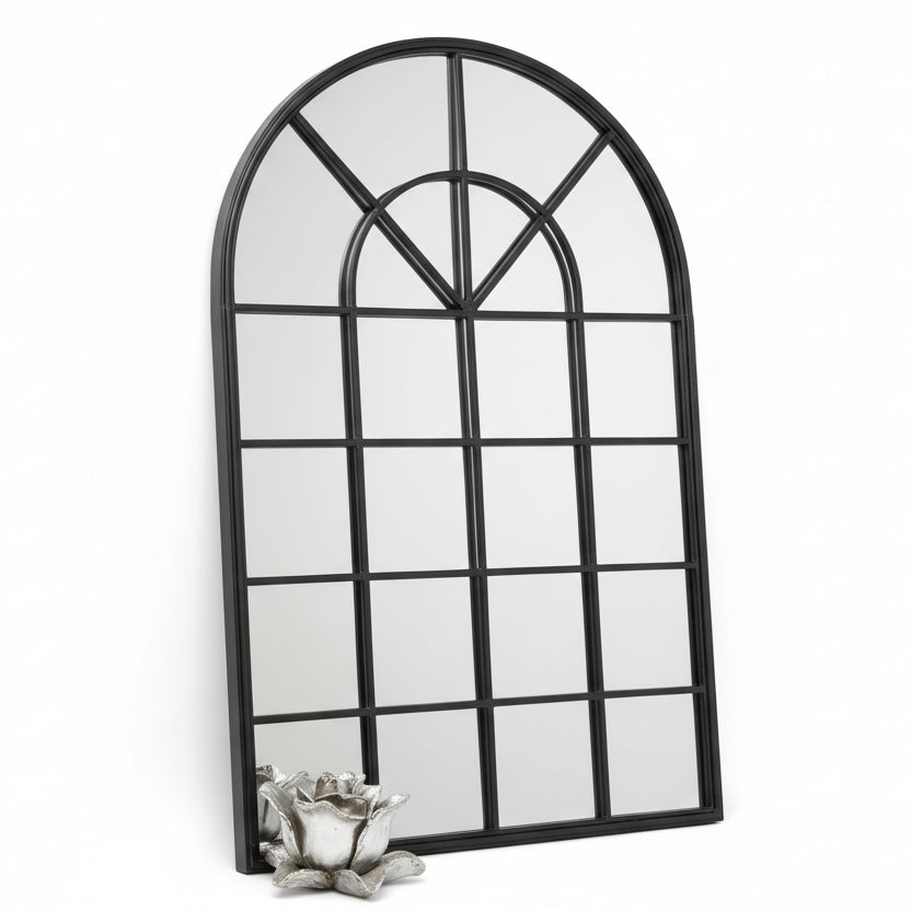 Metal Arch Mirror - Black Indoor/Outdoor