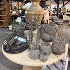 Metal French Lantern with Glass Insert