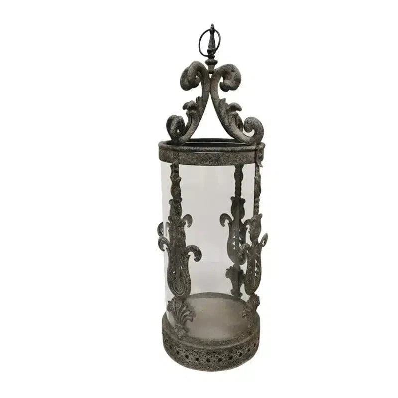 Metal French Lantern with Glass Insert