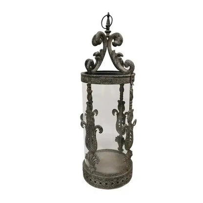 Metal French Lantern with Glass Insert