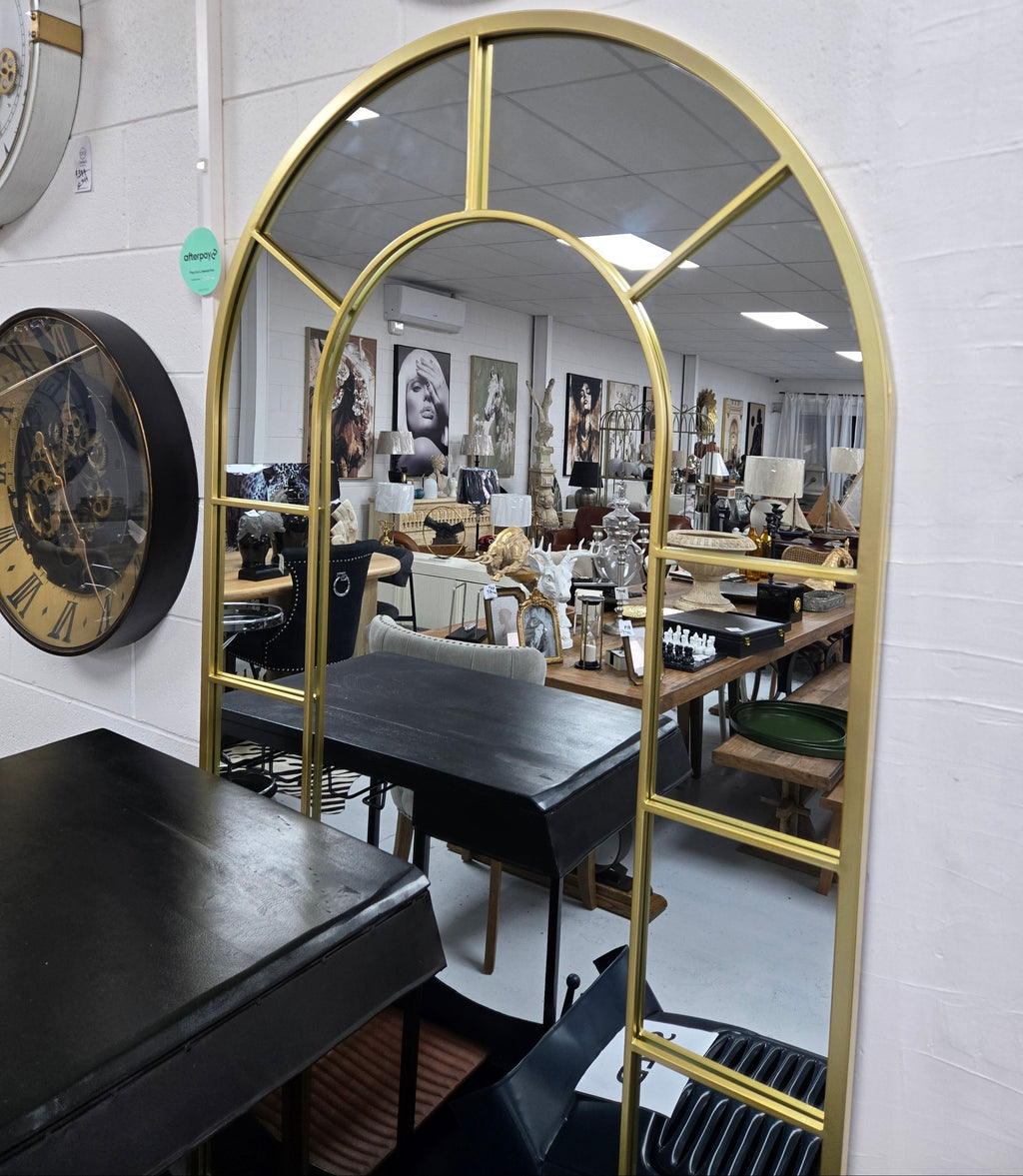 Arch Gold Metal Floor Mirror