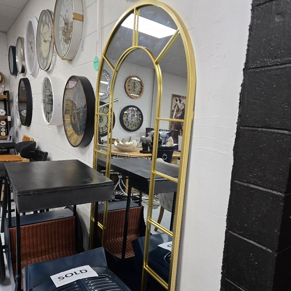 Arch Gold Metal Floor Mirror