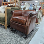 Mossberg Leather Tub Chair - Vintage Cigar