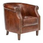 Mossberg Leather Tub Chair - Vintage Cigar