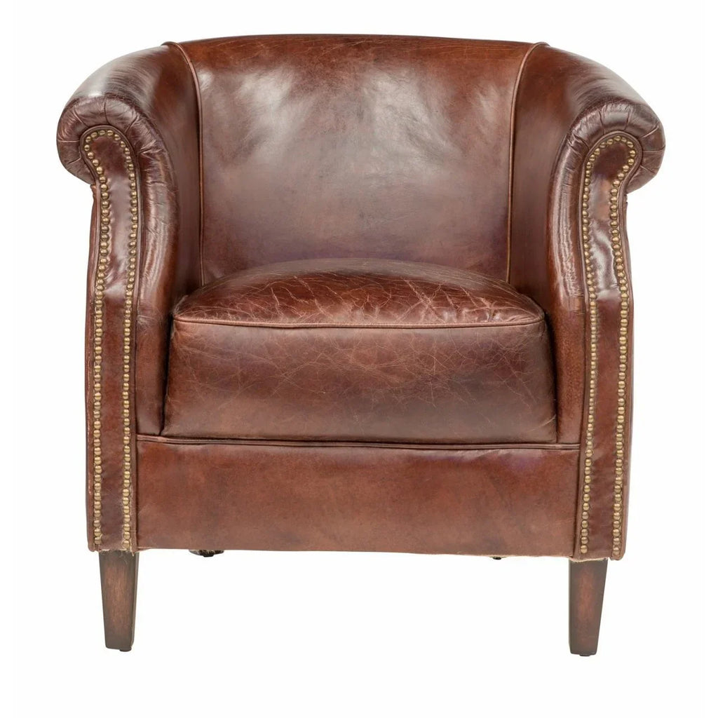 Mossberg Leather Tub Chair - Vintage Cigar