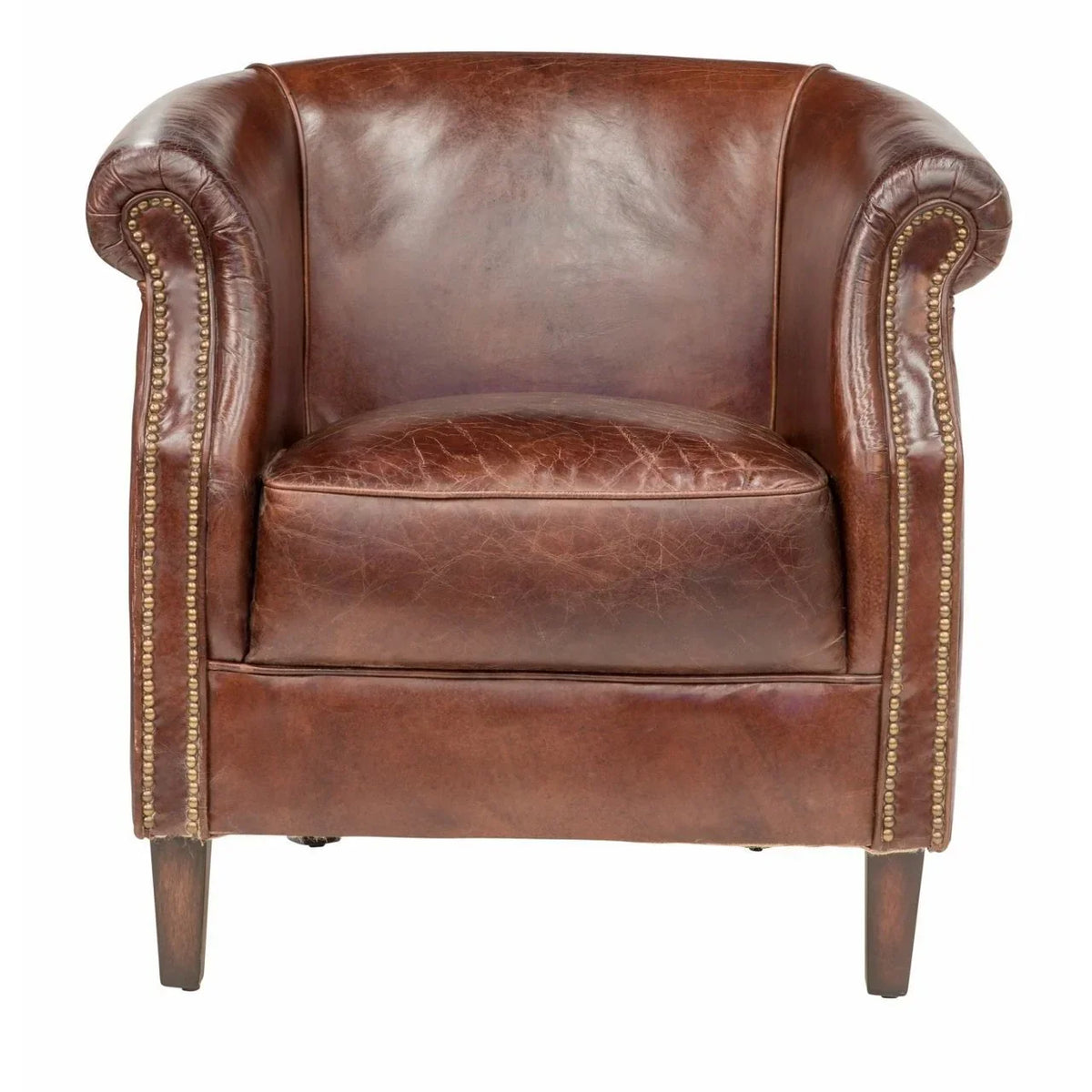 Mossberg Leather Tub Chair - Vintage Cigar