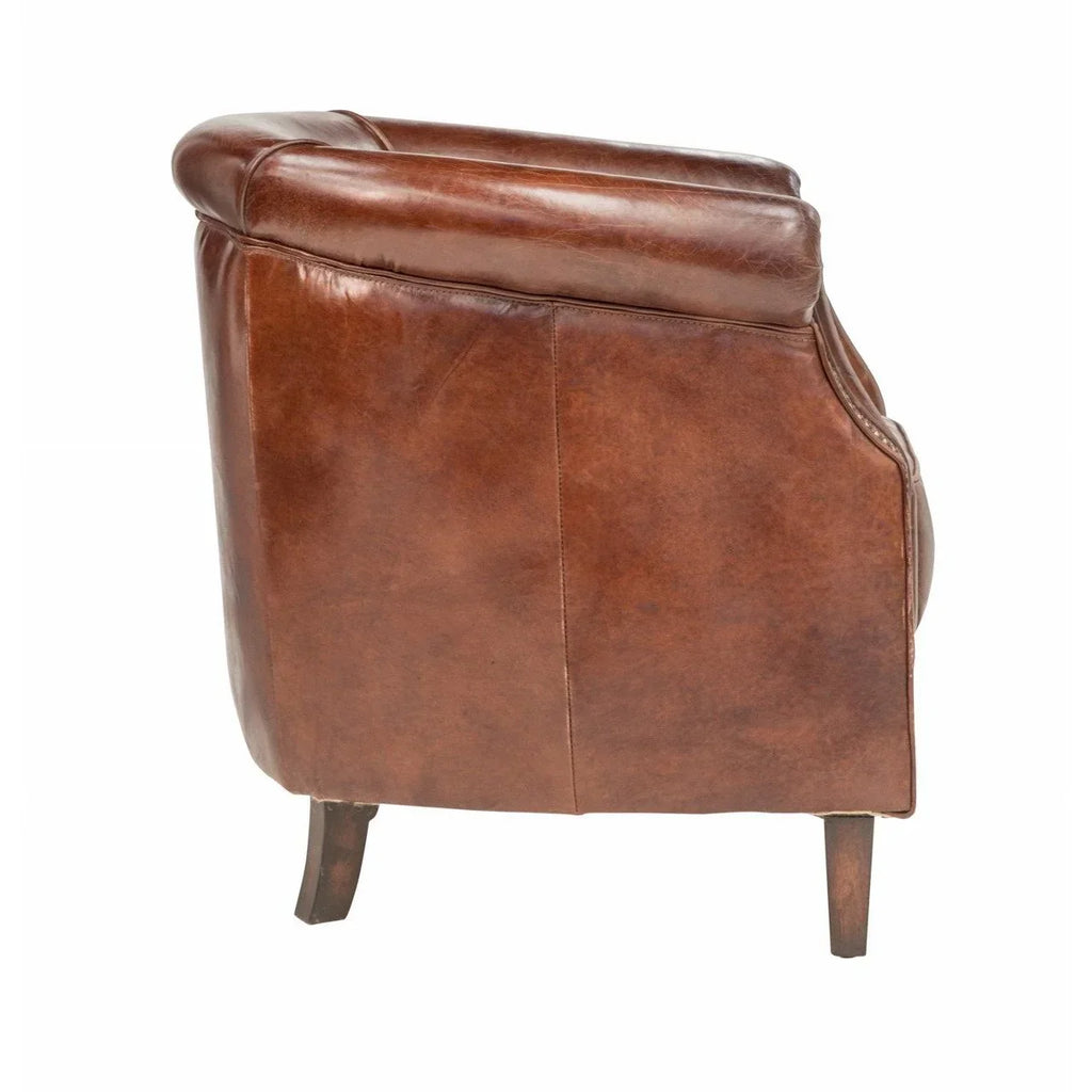 Mossberg Leather Tub Chair - Vintage Cigar