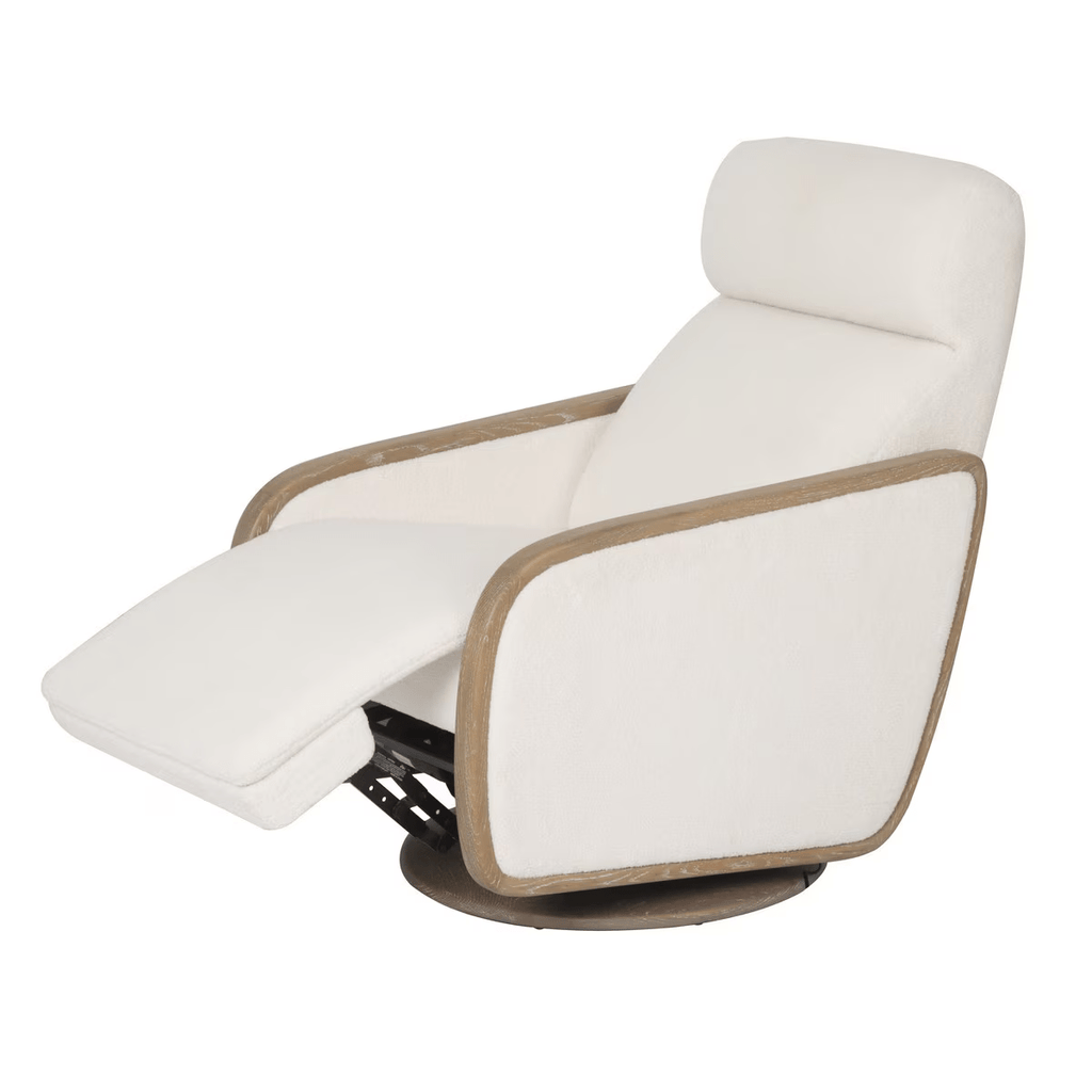Oakmount Electric Recliner & Swivel Chair - White & Natural