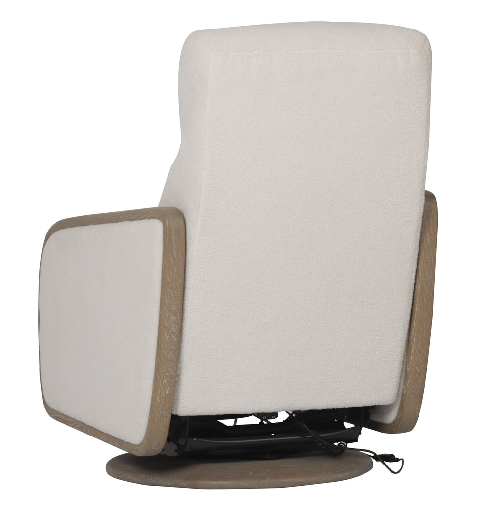 Oakmount Electric Recliner & Swivel Chair - White & Natural