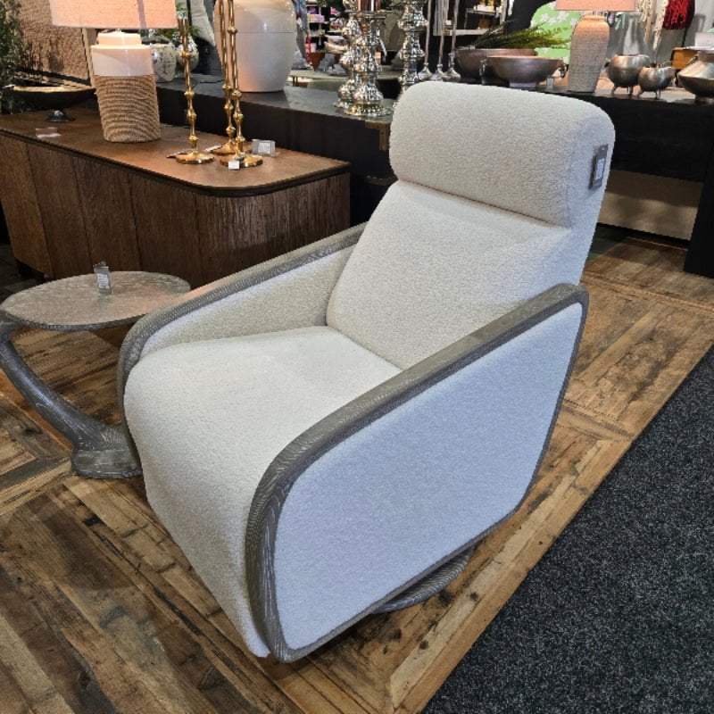 Oakmount Electric Recliner & Swivel Chair - White & Natural