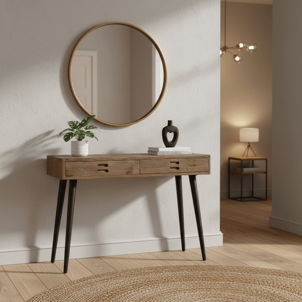 Old Elm 2 Drawer Writing Desk | Console Table