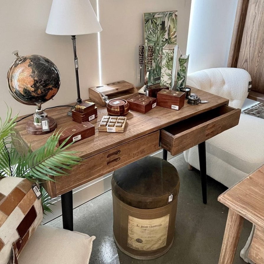 Old Elm 2 Drawer Writing Desk | Console Table