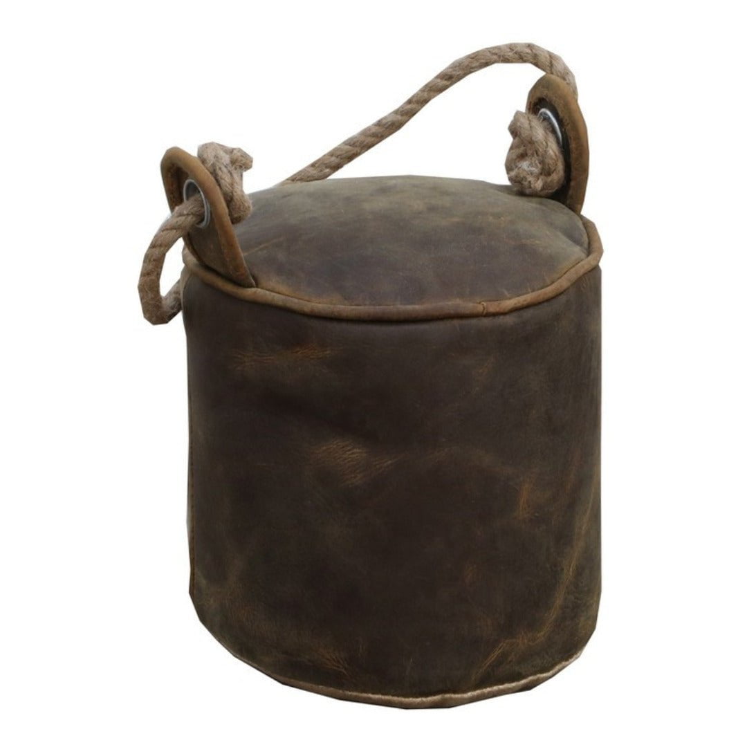 Old Leather Round Door Stopper - Saddle