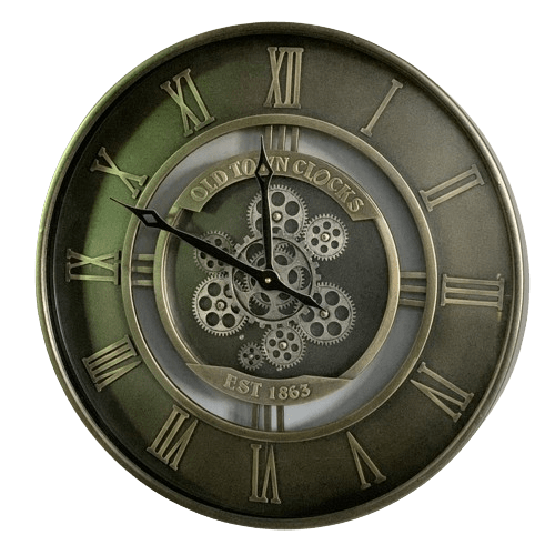 Old Town Wall Clock with Gears