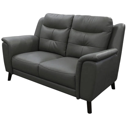 Opal Leather 2 Seat Sofa - Gun Metal