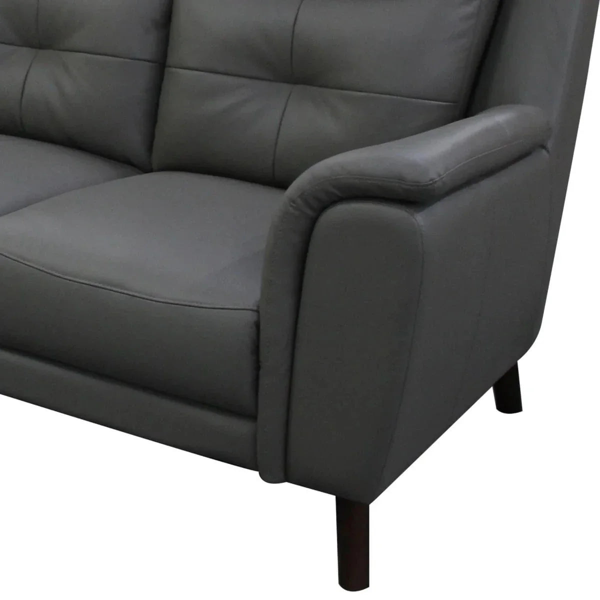 Opal Leather 2 Seat Sofa - Gun Metal
