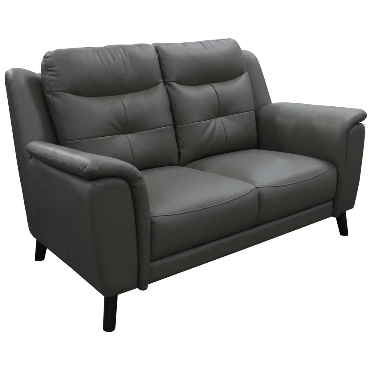 Opal Leather 2 Seat Sofa - Gun Metal