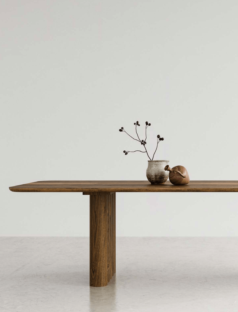 Pillar Dining Table - Brown Oak 2400mm