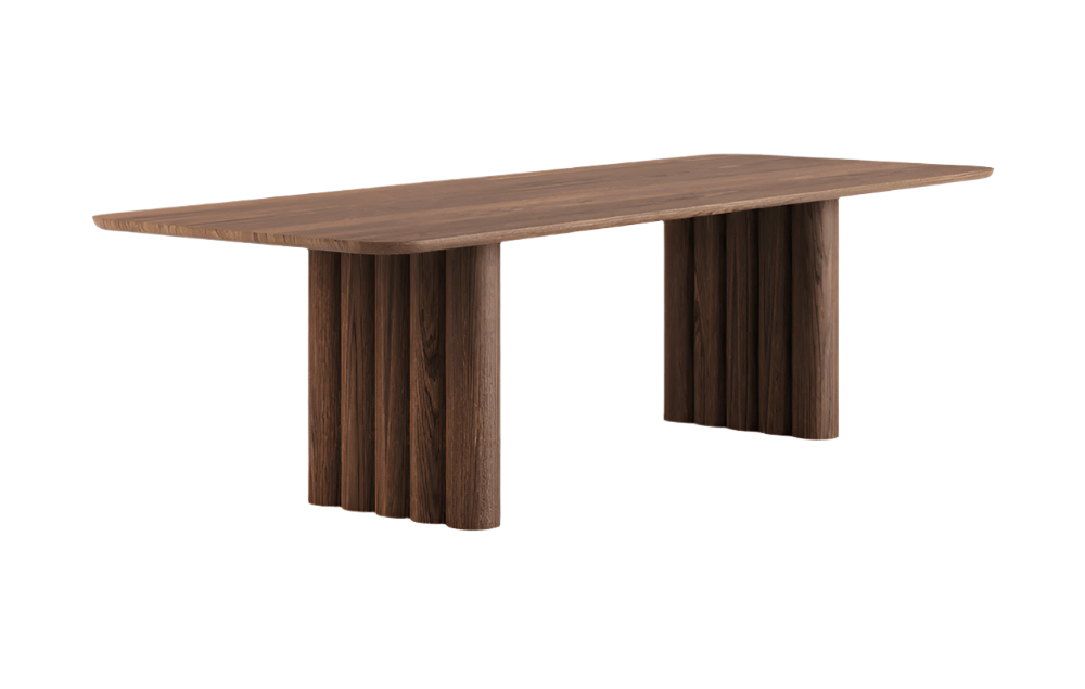 Pillar Dining Table - Brown Oak 2400mm