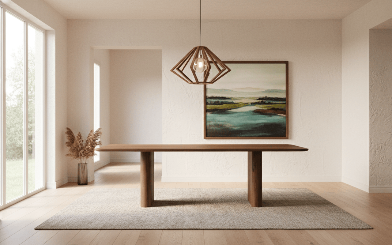 Pillar Dining Table - Brown Oak 2400mm