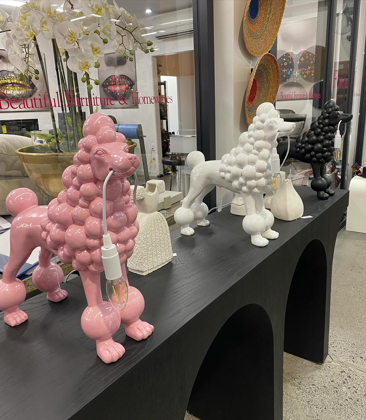 Poodle Table | Floor Lamp - Black