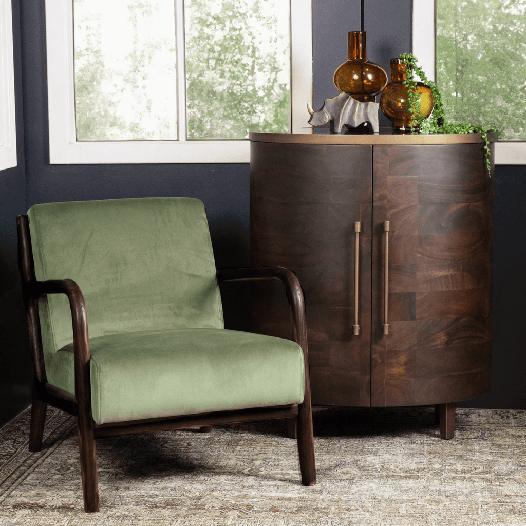 Renfrow Velvet Armchair - Olive