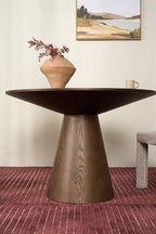 Niche Round Dining Table - Brown Oak 110cm