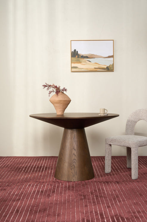 Niche Round Dining Table - Brown Oak 110cm