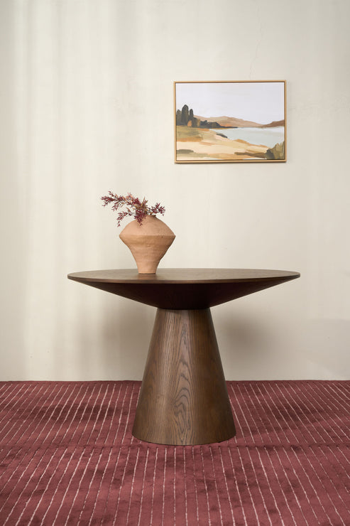 Niche Round Dining Table - Brown Oak 110cm