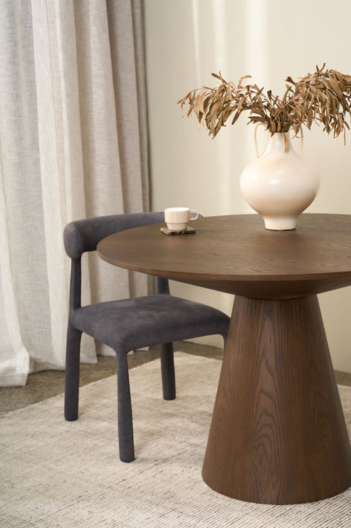 Niche Round Dining Table - Brown Oak 110cm