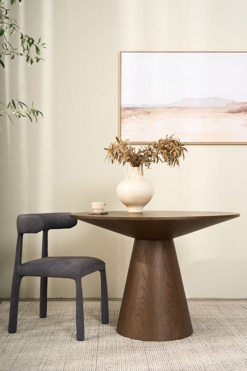 Niche Round Dining Table - Brown Oak 110cm