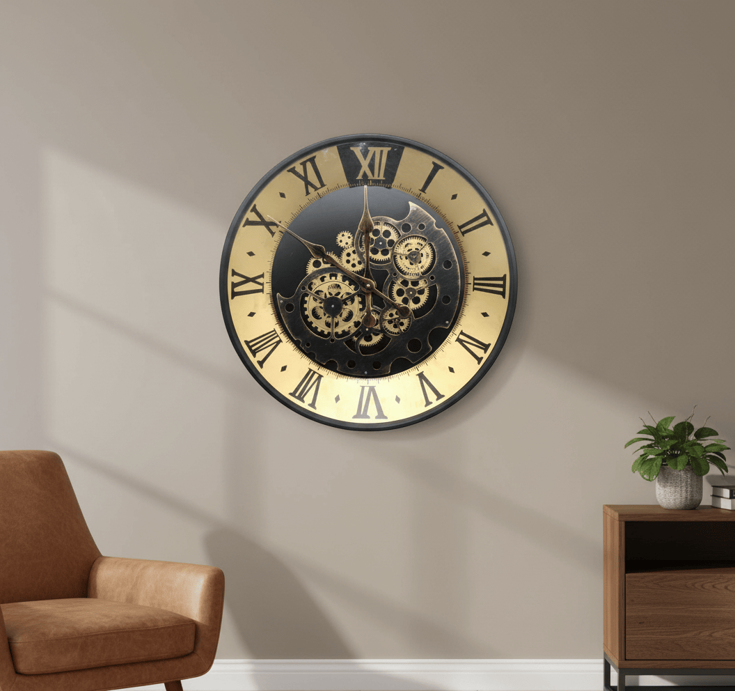 Roman Wall Clock with Gears