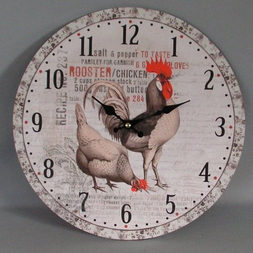 Rooster Clock - 34Cm