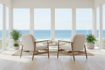 Sable Armchair | Linen Look & Light Oak at online8 furniture store Auckland