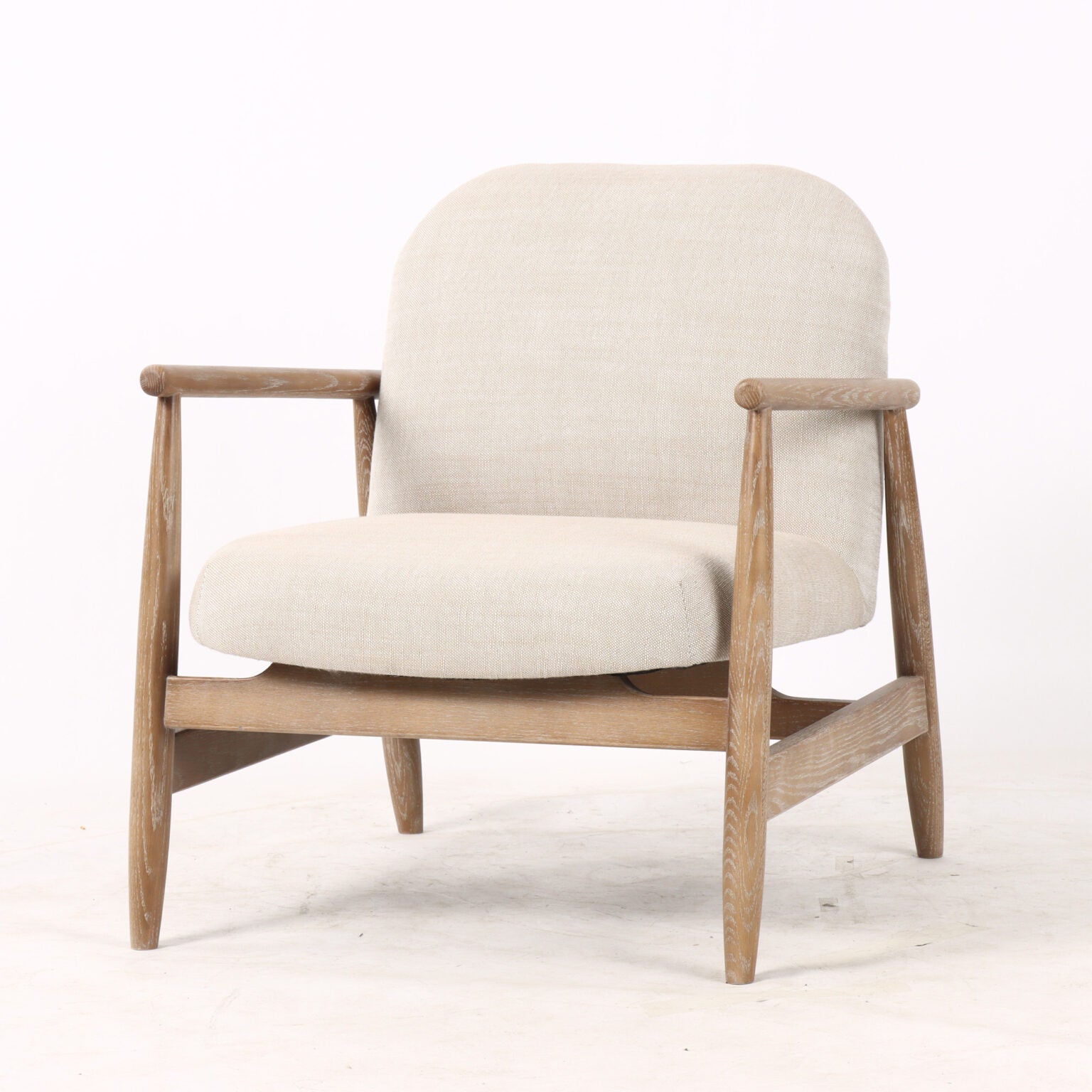 Sable Armchair | Linen Look & Light Oak at online8 furniture store Auckland