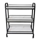 Samui Bar Cart - Black and Faux White Marble