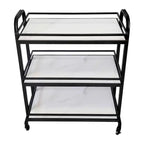 Samui Bar Cart - Black and Faux White Marble