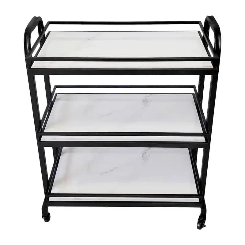 Samui Bar Cart - Black and Faux White Marble