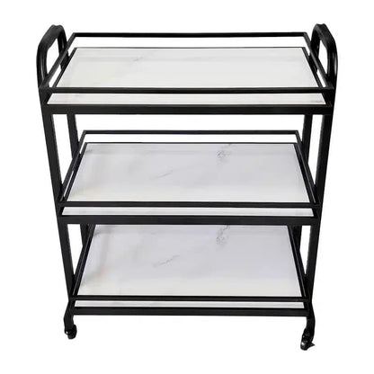 Samui Bar Cart - Black and Faux White Marble