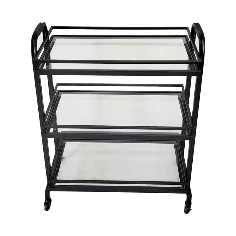 Samui Bar Cart - Black Iron & Glass
