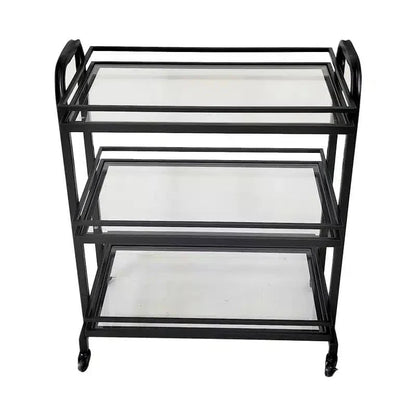 Samui Bar Cart - Black Iron & Glass