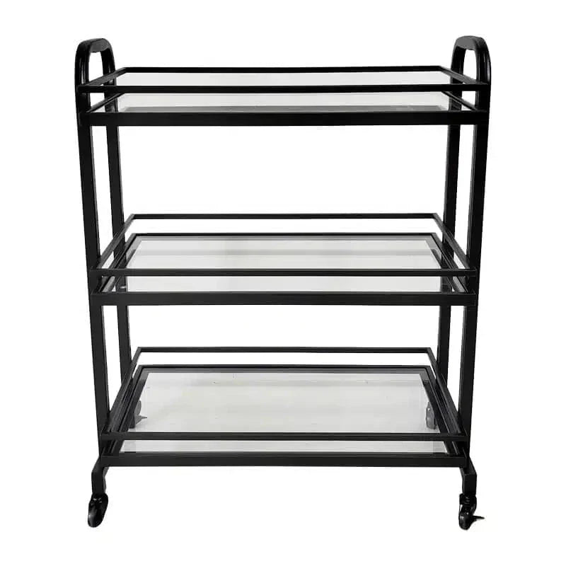 Samui Bar Cart - Black Iron & Glass