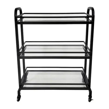 Samui Bar Cart - Black Iron & Glass