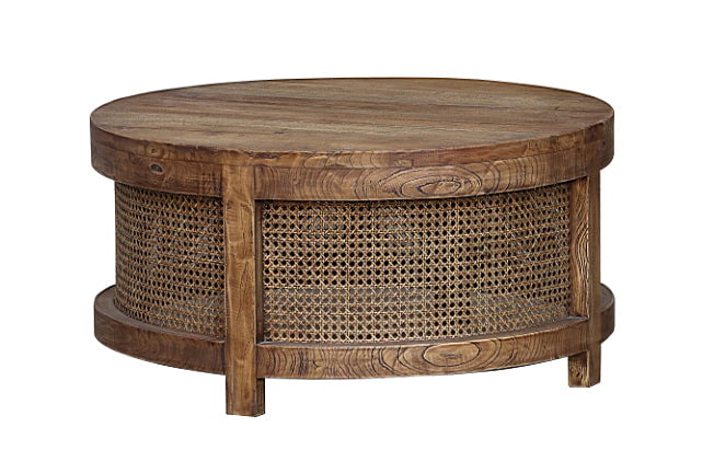 Santorini Elm & Rattan Round Coffee Table