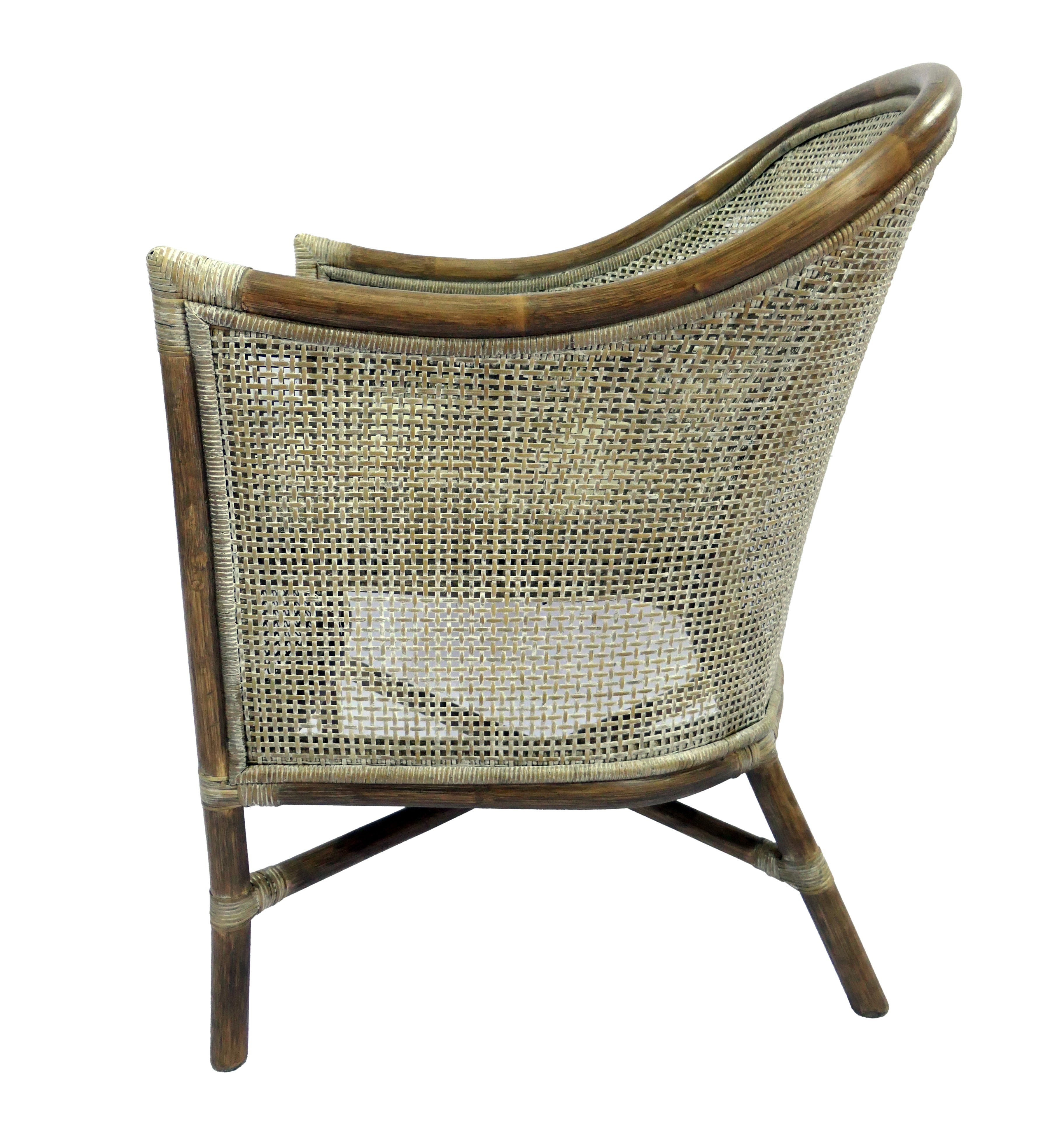 Sanur Rattan Armchair - Smoke Gray/ White Wash & Oatmeal