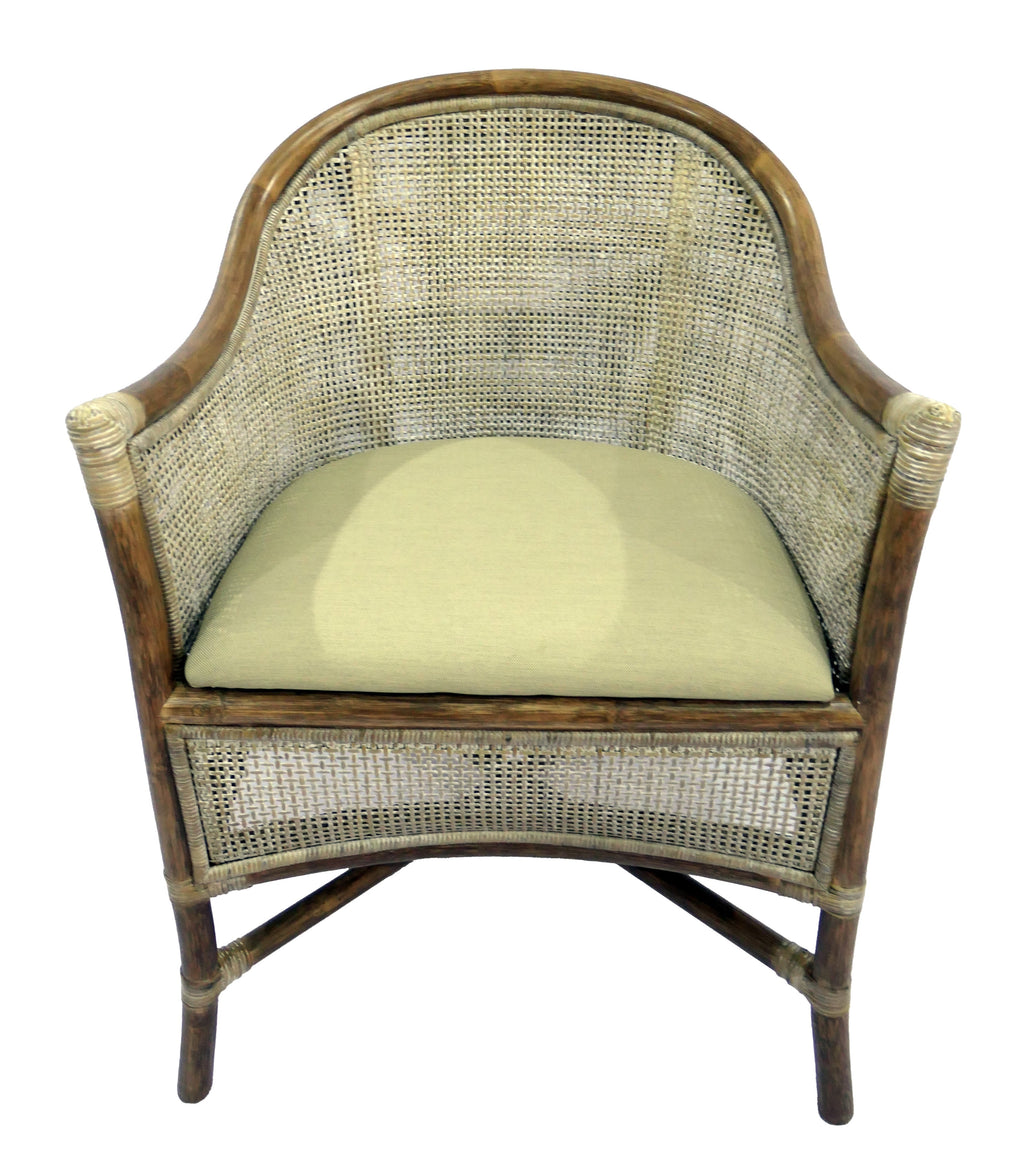 Sanur Rattan Armchair - Smoke Gray/ White Wash & Oatmeal