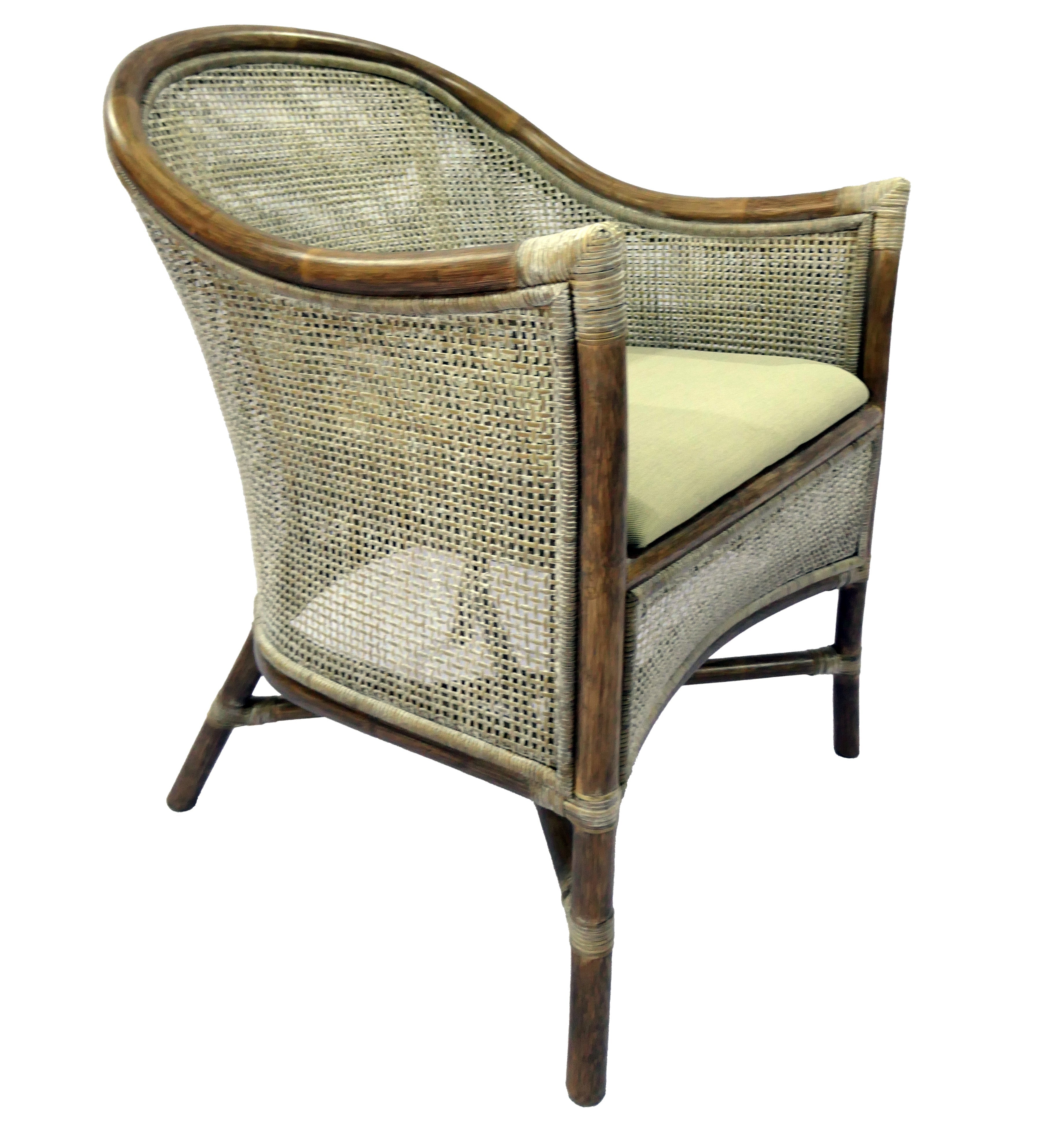 Sanur Rattan Armchair - Smoke Gray/ White Wash & Oatmeal